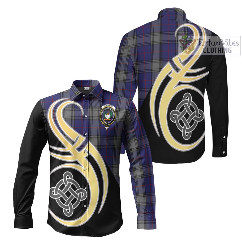 Kinnaird Tartan Long Sleeve Button Shirt with Family Crest and Celtic Symbol Style Men's Shirt S - Tartan Vibes Clothing