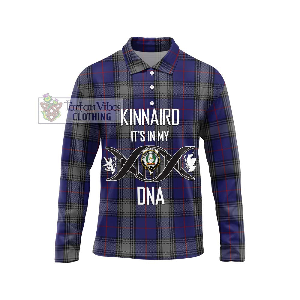 Kinnaird Tartan Long Sleeve Polo Shirt with Family Crest DNA In Me Style Unisex - Tartanvibesclothing Shop