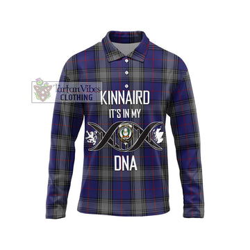 Kinnaird Tartan Long Sleeve Polo Shirt with Family Crest DNA In Me Style Unisex - Tartanvibesclothing Shop