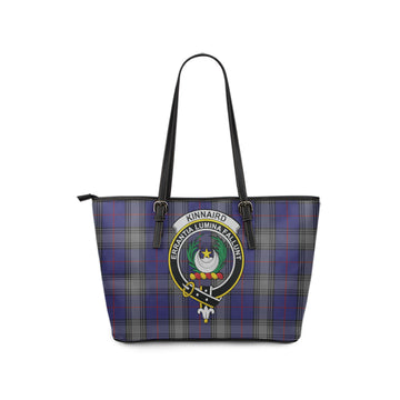 Kinnaird Tartan Leather Tote Bag with Family Crest