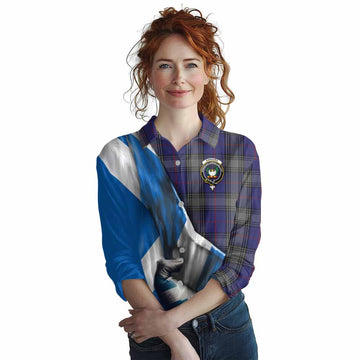 Tartan Vibes Clothing Kinnaird Tartan Women's Casual Shirt with Family Crest Scotland Patriotic Style