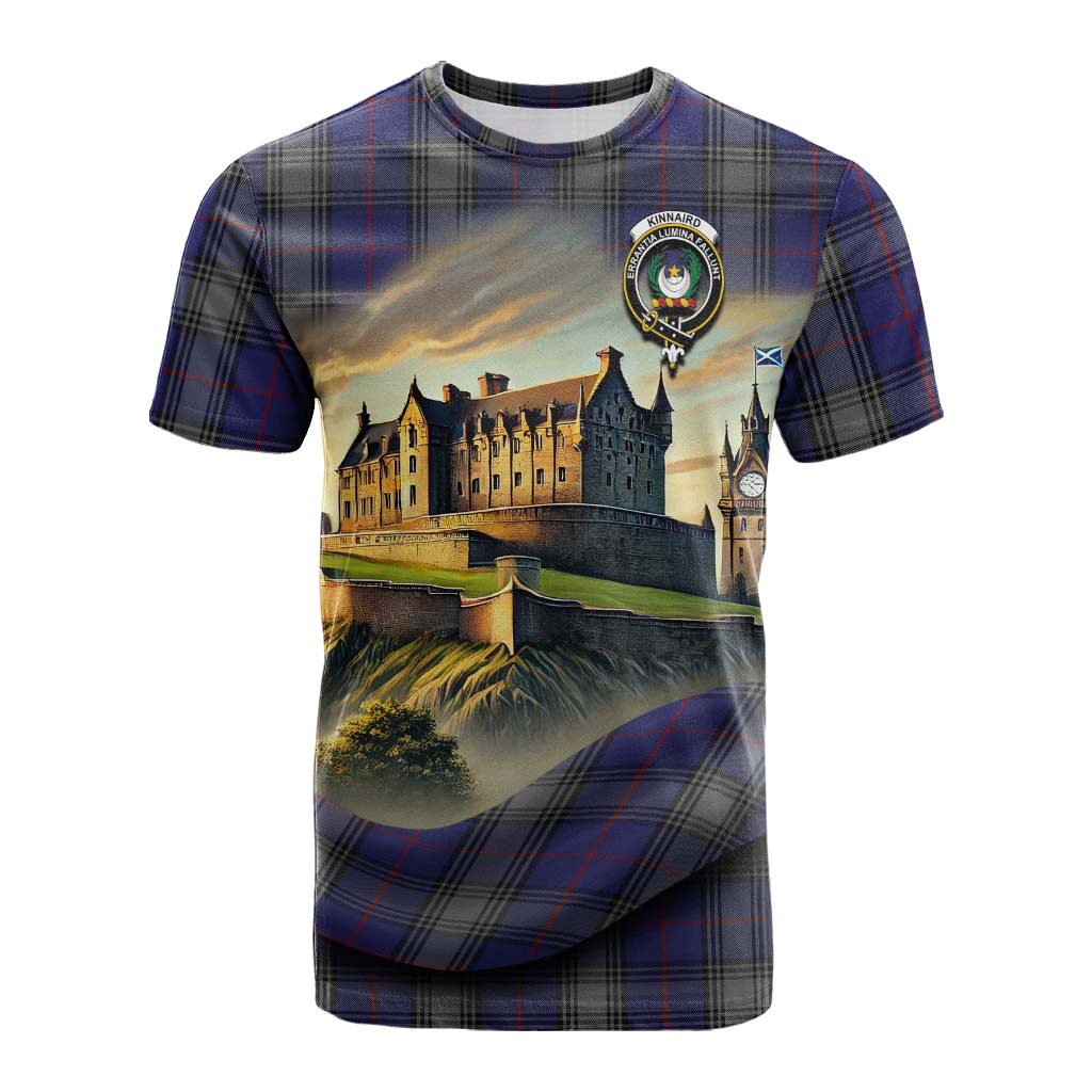 Tartan Vibes Clothing Kinnaird Tartan Family Crest Cotton T-shirt with Scottish Ancient Castle Style