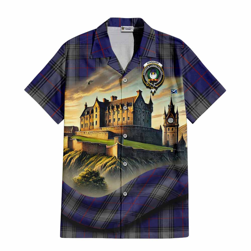 Tartan Vibes Clothing Kinnaird Tartan Family Crest Short Sleeve Button Shirt with Scottish Ancient Castle Style