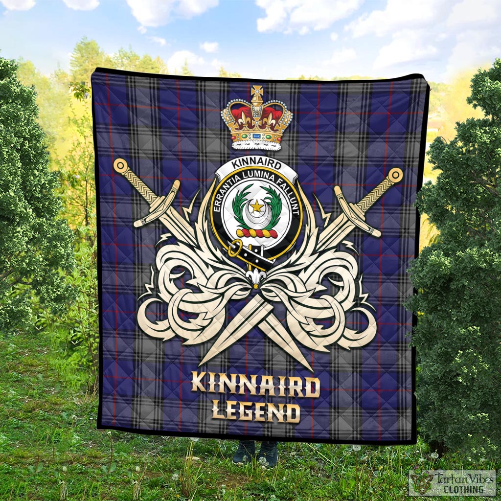 Tartan Vibes Clothing Kinnaird Tartan Quilt with Clan Crest and the Golden Sword of Courageous Legacy