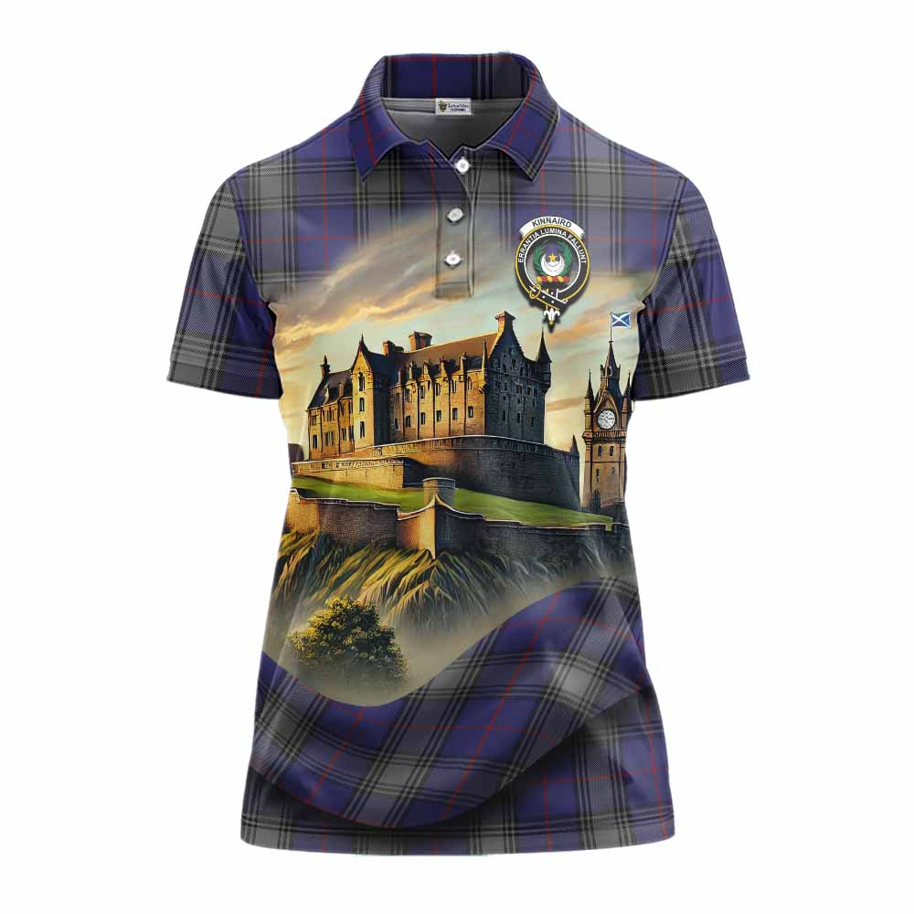 Tartan Vibes Clothing Kinnaird Tartan Family Crest Women's Polo Shirt with Scottish Ancient Castle Stype