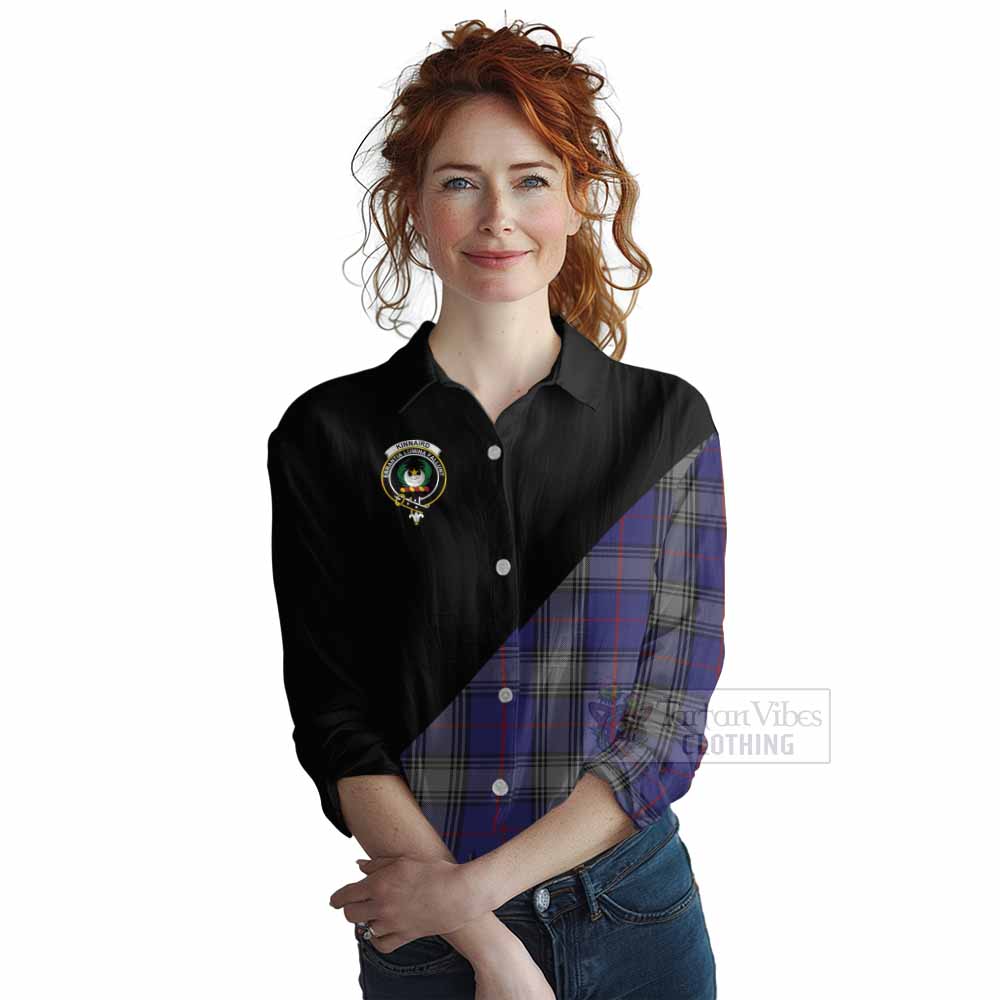 Tartan Vibes Clothing Kinnaird Tartan Women's Casual Shirt with Family Crest and Military Logo Style