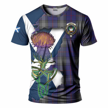 Tartan Vibes Clothing Kinnaird Tartan Family Crest T-Shirt Scottish Thistle Celtic Inspired