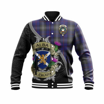 Kinnaird Tartan Family Crest Baseball Jacket Lion Rampant Royal Thistle Shield Celtic Inspired
