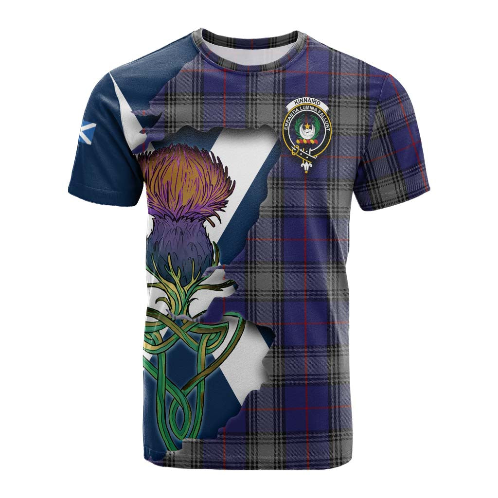 Tartan Vibes Clothing Kinnaird Tartan Family Crest Cotton T-shirt Scottish Thistle Celtic Inspired