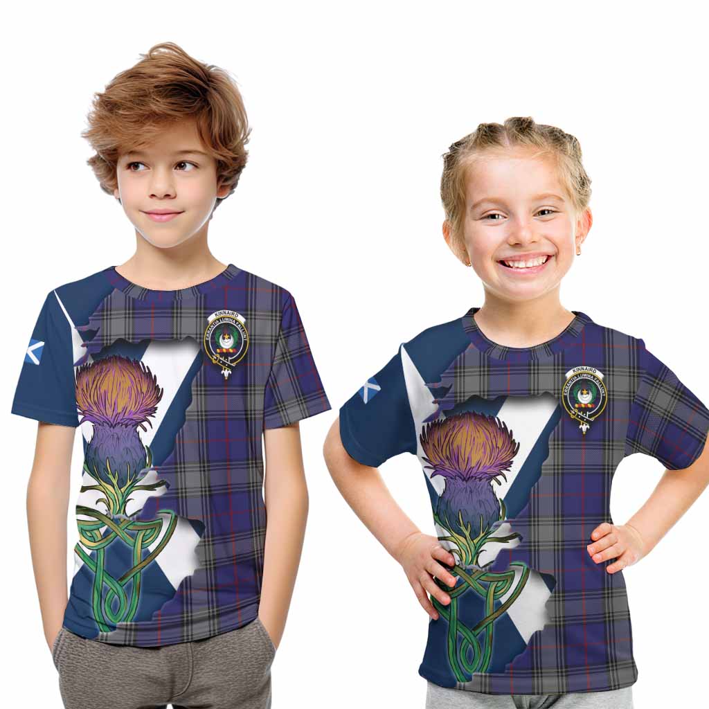Tartan Vibes Clothing Kinnaird Tartan Family Crest Kid T-Shirt Scottish Thistle Celtic Inspired