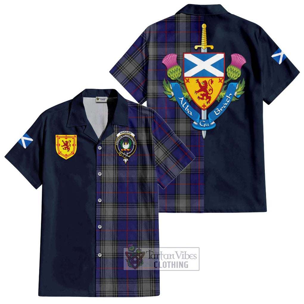 Tartan Vibes Clothing Kinnaird Tartan Short Sleeve Button Shirt with Scottish Lion Royal Arm Half Style