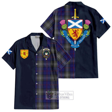 Tartan Vibes Clothing Kinnaird Tartan Short Sleeve Button Shirt with Scottish Lion Royal Arm Half Style