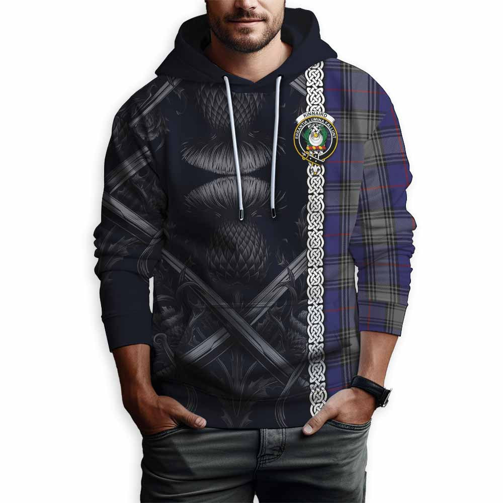 Tartan Vibes Clothing Kinnaird Tartan Hoodie with Family Crest Cross Sword Thistle Celtic Vibes
