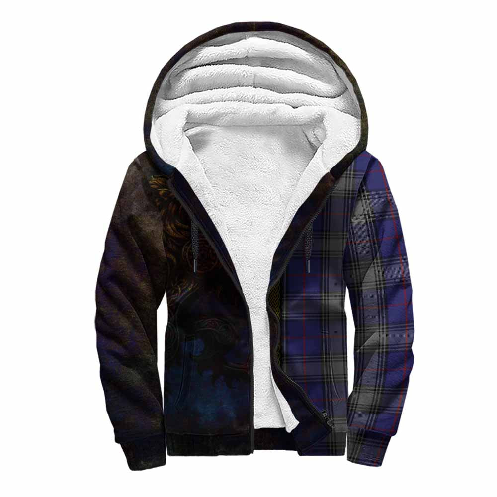 Tartan Vibes Clothing Kinnaird Tartan Family Crest Sherpa Hoodie Alba Gu Brath Be Brave Lion Ancient Style