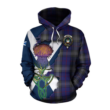 Tartan Vibes Clothing Kinnaird Tartan Family Crest Cotton Hoodie Scottish Thistle Celtic Inspired
