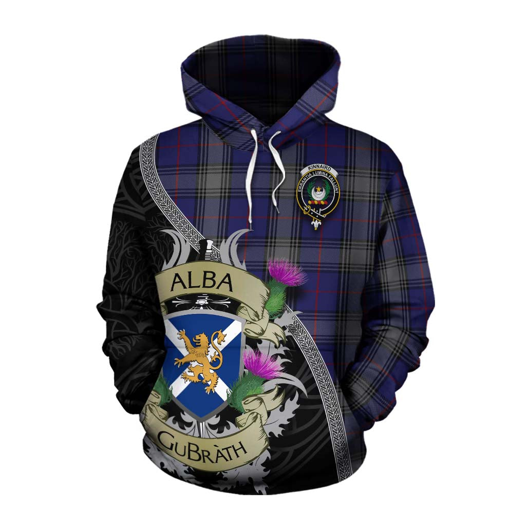 Tartan Vibes Clothing Kinnaird Tartan Family Crest Cotton Hoodie Lion Rampant Royal Thistle Shield Celtic Inspired