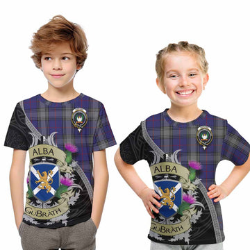 Tartan Vibes Clothing Kinnaird Tartan Family Crest Kid T-Shirt Lion Rampant Royal Thistle Shield Celtic Inspired