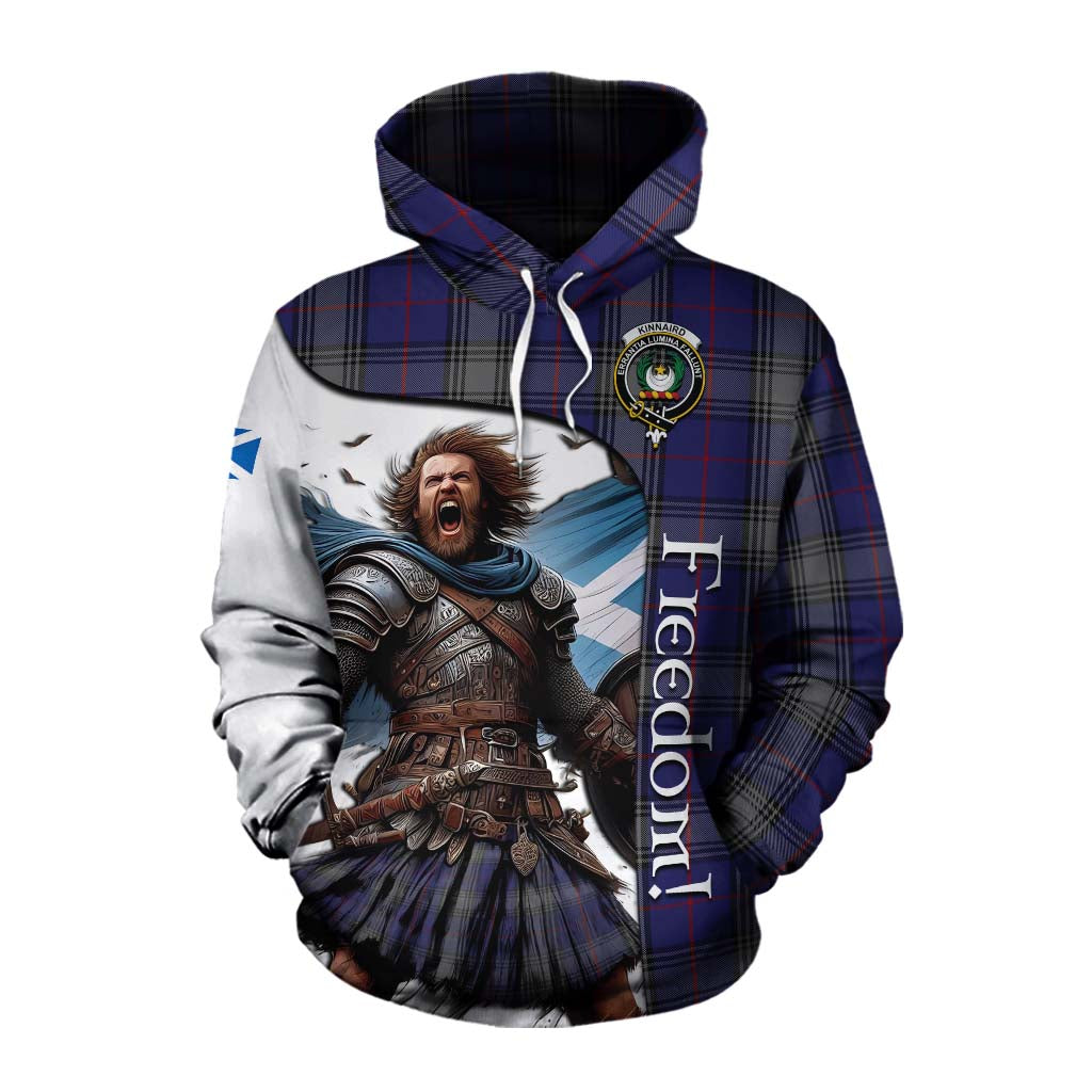 Tartan Vibes Clothing Kinnaird Crest Tartan Cotton Hoodie Inspired by the Freedom of Scottish Warrior