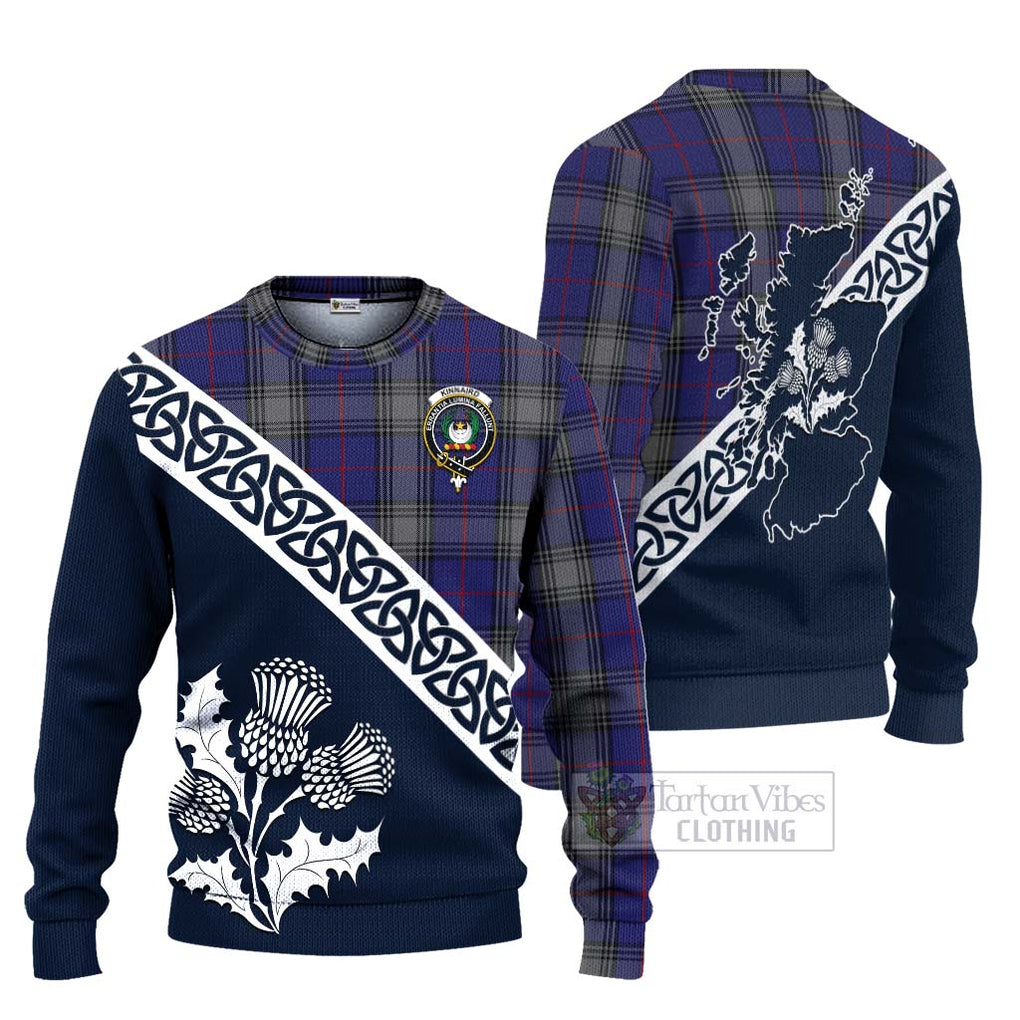 Tartan Vibes Clothing Kinnaird Tartan Knitted Sweater Featuring Thistle and Scotland Map