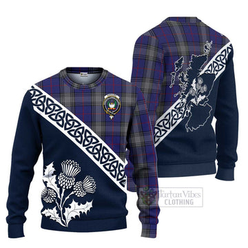 Tartan Vibes Clothing Kinnaird Tartan Knitted Sweater Featuring Thistle and Scotland Map