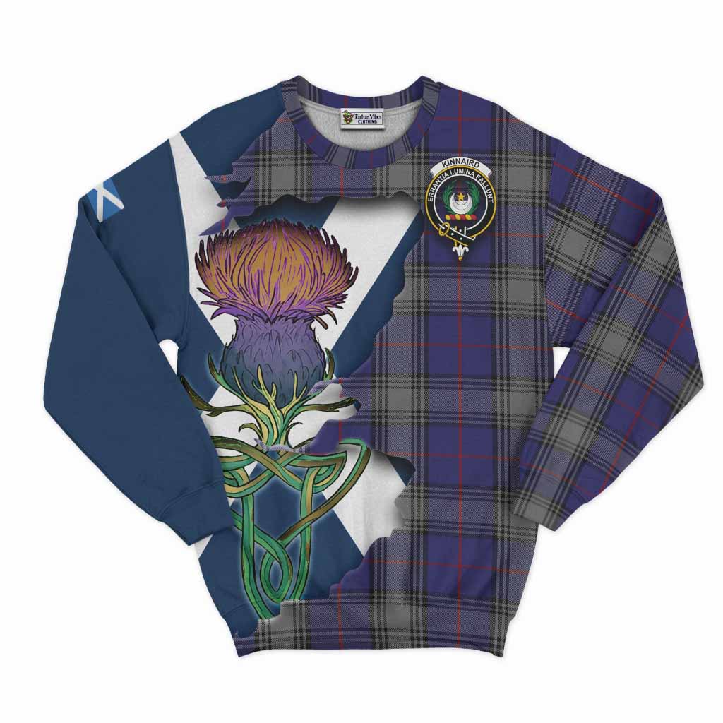 Tartan Vibes Clothing Kinnaird Tartan Family Crest Sweatshirt Scottish Thistle Celtic Inspired