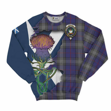 Kinnaird Tartan Family Crest Sweatshirt Scottish Thistle Celtic Inspired