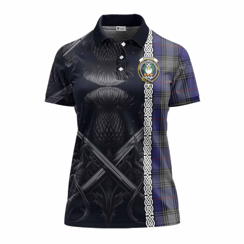 Tartan Vibes Clothing Kinnaird Tartan Women's Polo Shirt with Family Crest Cross Sword Thistle Celtic Vibes