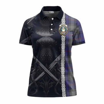 Tartan Vibes Clothing Kinnaird Tartan Women's Polo Shirt with Family Crest Cross Sword Thistle Celtic Vibes