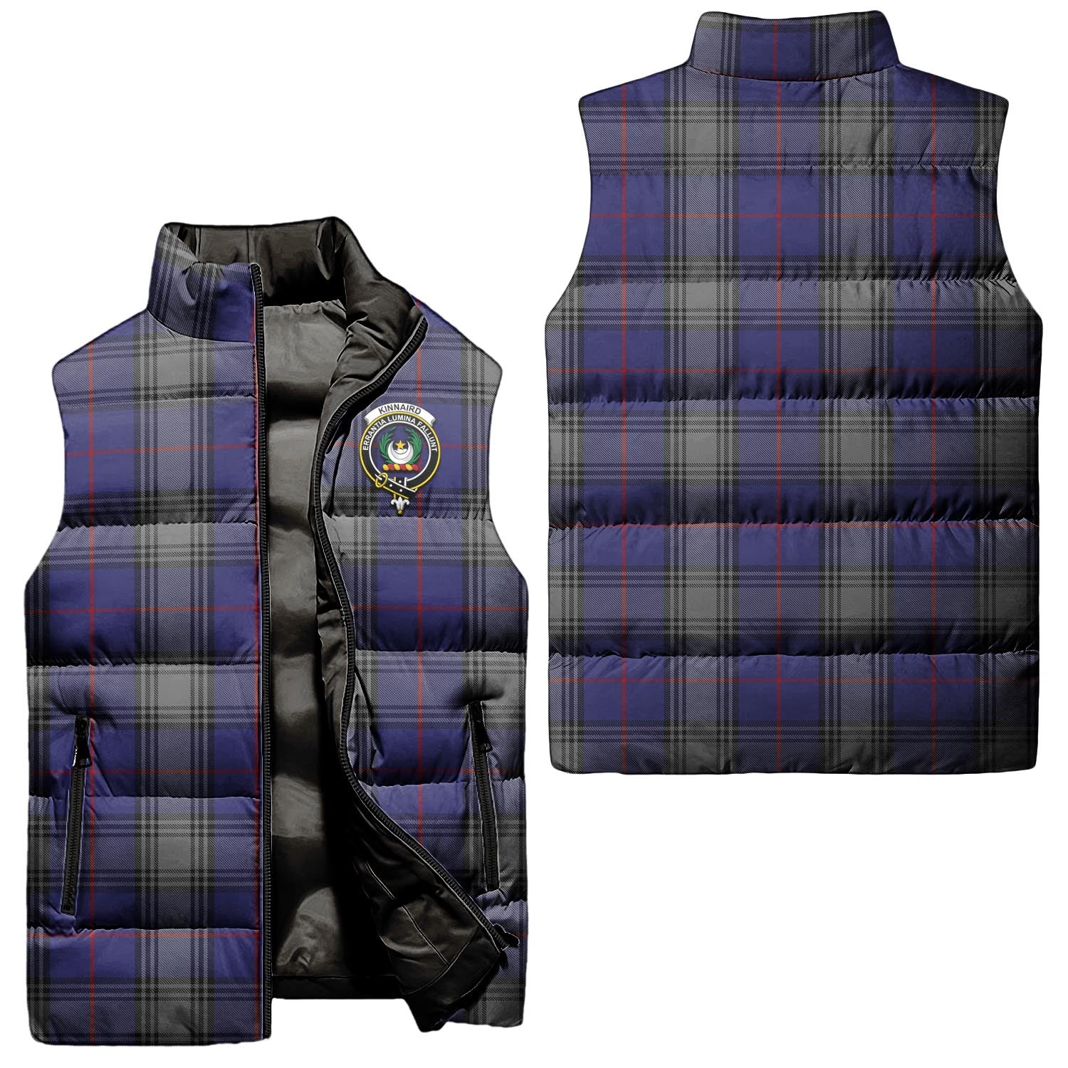Kinnaird Tartan Sleeveless Puffer Jacket with Family Crest Unisex - Tartanvibesclothing
