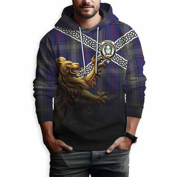 Kinnaird Crest Tartan Hoodie with Golden Lion Emblem Celtic Style