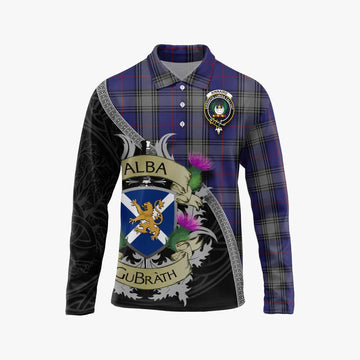 Tartan Vibes Clothing Kinnaird Tartan Family Crest Long Sleeve Polo Shirt Lion Rampant Royal Thistle Shield Celtic Inspired