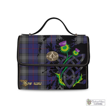 Kinnaird Tartan Waterproof Canvas Bag with Scotland Map and Thistle Celtic Accents