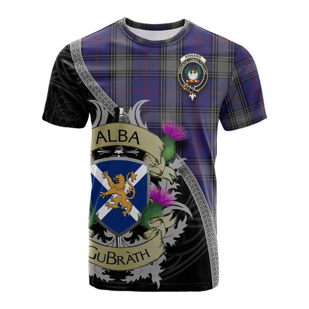 Tartan Vibes Clothing Kinnaird Tartan Family Crest Cotton T-shirt Lion Rampant Royal Thistle Shield Celtic Inspired