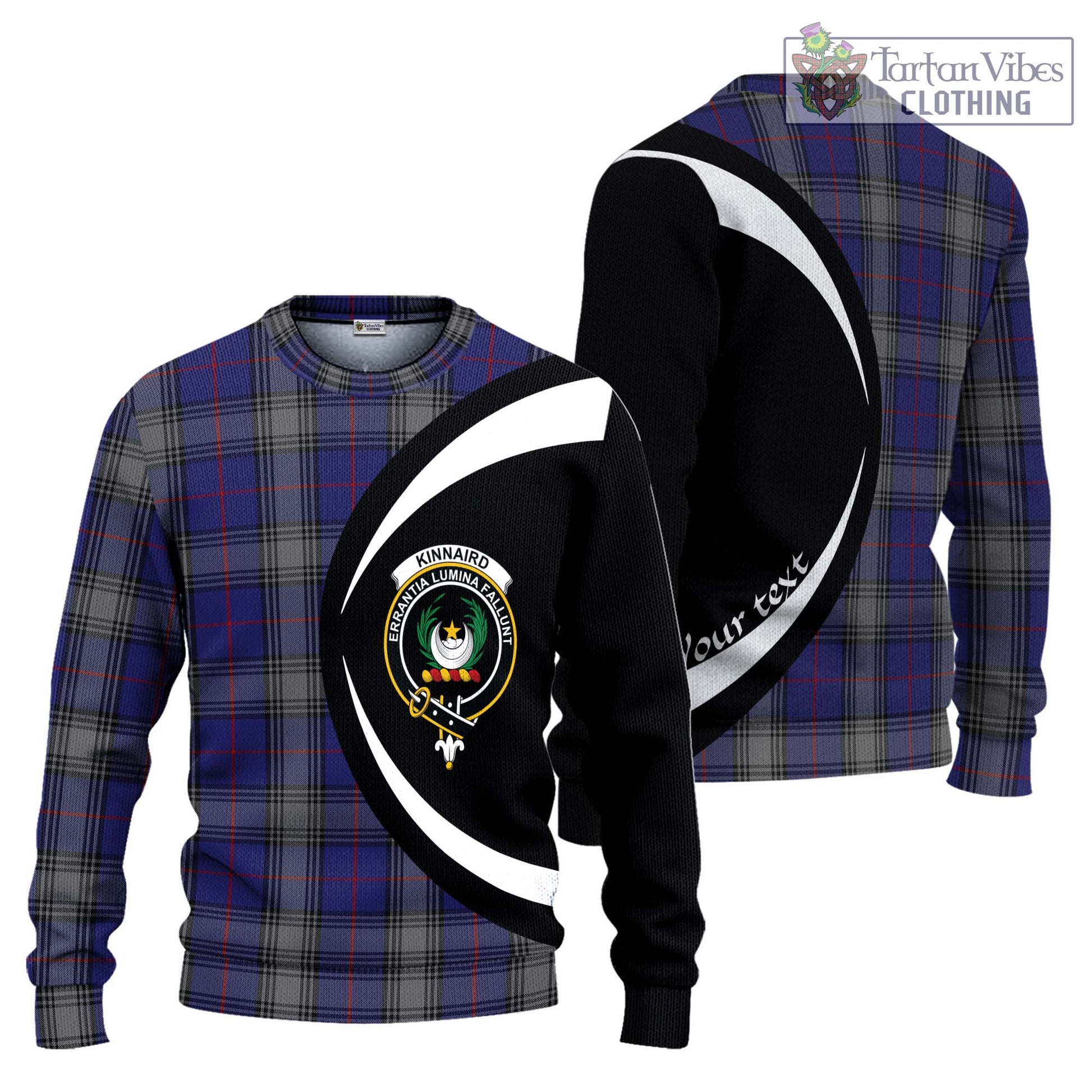 Kinnaird Tartan Ugly Sweater with Family Crest Circle Style Unisex - Tartan Vibes Clothing