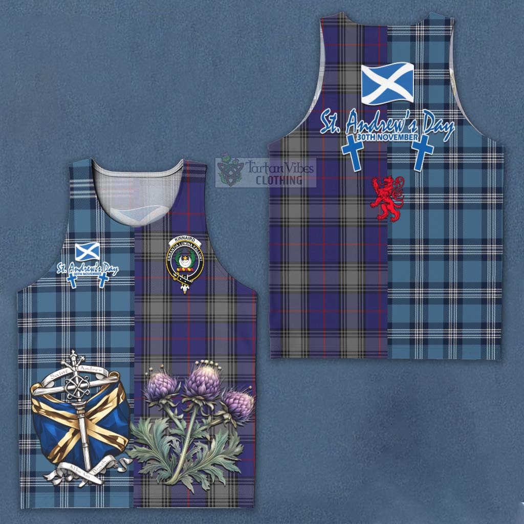 Tartan Vibes Clothing Kinnaird Tartan Men's Tank Top Happy St. Andrew's Day Half Tartan Style