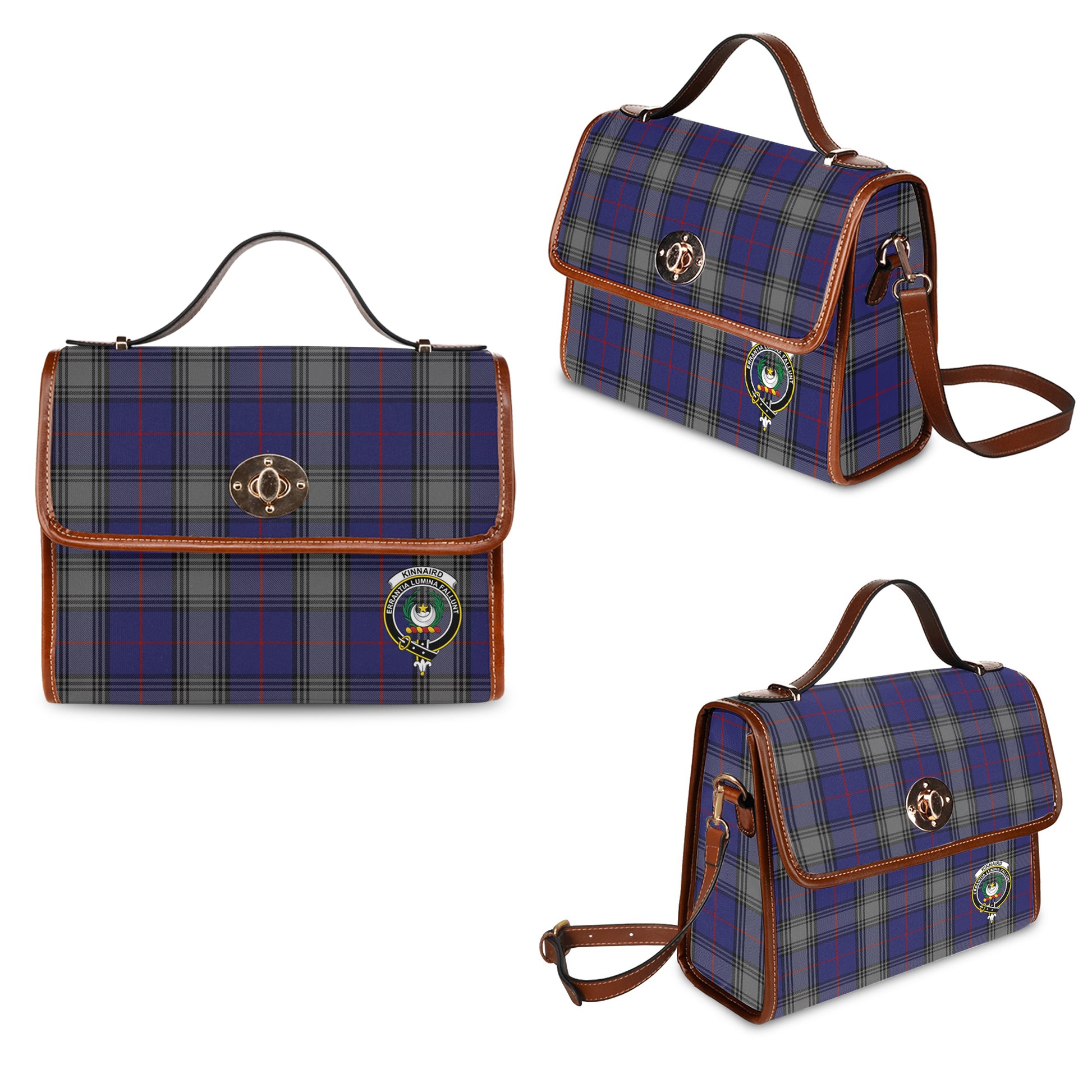 kinnaird-tartan-leather-strap-waterproof-canvas-bag-with-family-crest