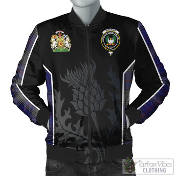 Kinnaird Tartan Bomber Jacket with Family Crest and Scottish Thistle Vibes Sport Style