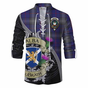 Tartan Vibes Clothing Kinnaird Tartan Family Crest Ghillie Kilt Shirt Lion Rampant Royal Thistle Shield Celtic Inspired