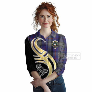 Tartan Vibes Clothing Kinnaird Tartan Women's Casual Shirt with Family Crest and Celtic Symbol Style