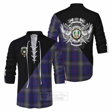Tartan Vibes Clothing Kinnaird Tartan Ghillie Kilt Shirt with Family Crest and Military Logo Style