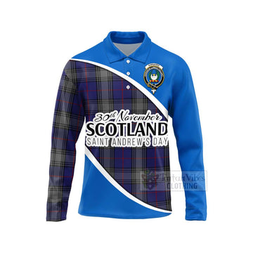 Tartan Vibes Clothing Kinnaird Family Crest Tartan Long Sleeve Polo Shirt Celebrate Saint Andrew's Day in Style