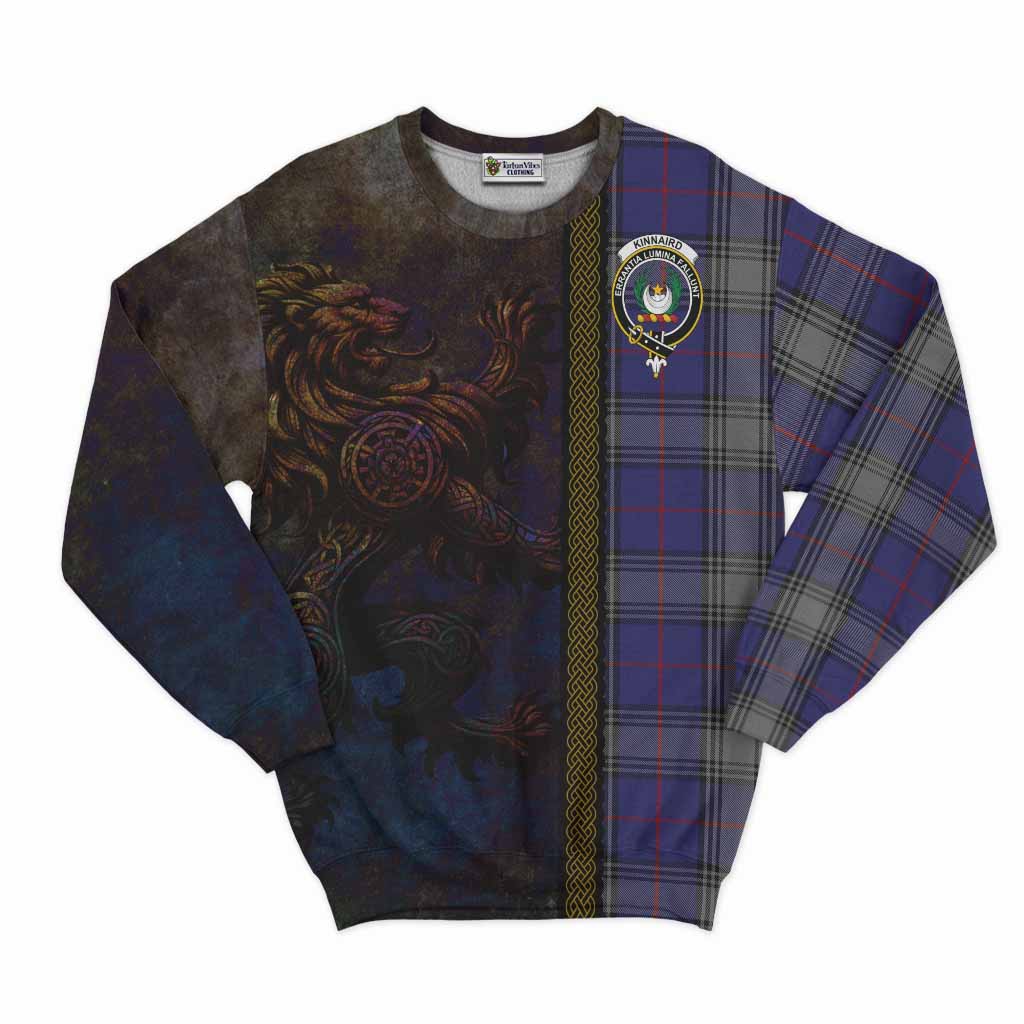 Tartan Vibes Clothing Kinnaird Tartan Family Crest Sweatshirt Alba Gu Brath Be Brave Lion Ancient Style