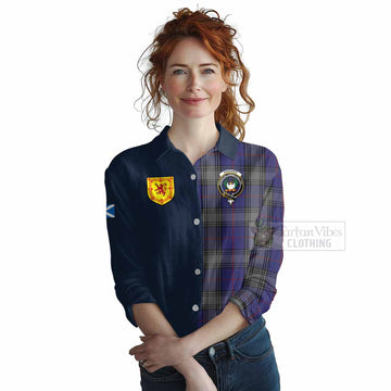 Tartan Vibes Clothing Kinnaird Tartan Women's Casual Shirt Alba with Scottish Lion Royal Arm Half Style