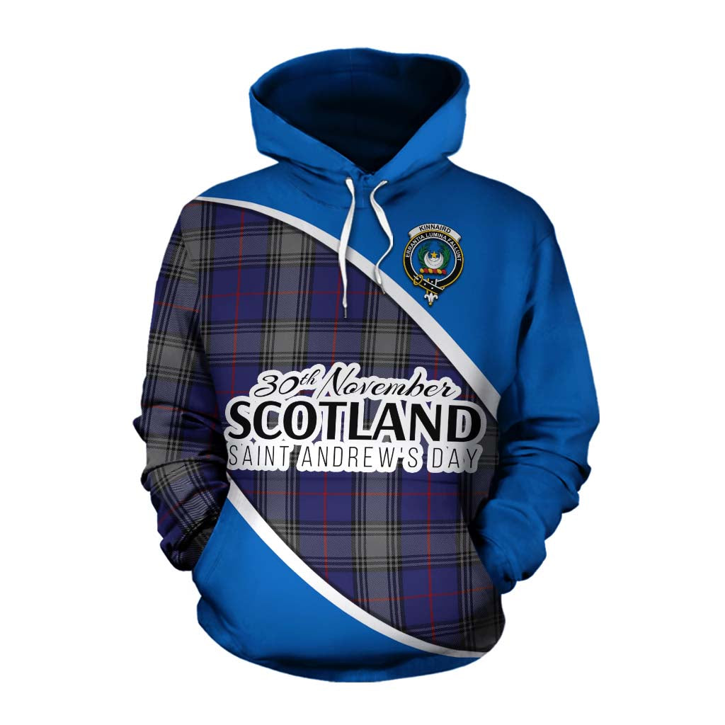 Tartan Vibes Clothing Kinnaird Family Crest Tartan Cotton Hoodie Celebrate Saint Andrew's Day in Style