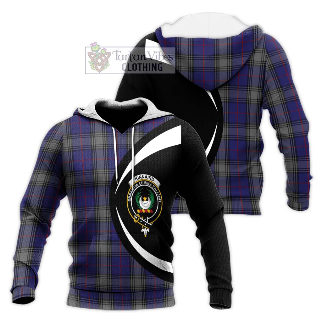 Kinnaird Tartan Knitted Hoodie with Family Crest Circle Style Unisex Knitted Pullover Hoodie - Tartan Vibes Clothing