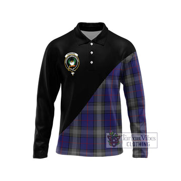 Kinnaird Tartan Long Sleeve Polo Shirt with Family Crest and Military Logo Style Unisex - Tartanvibesclothing Shop