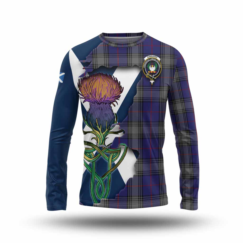 Tartan Vibes Clothing Kinnaird Tartan Family Crest Long Sleeve T-Shirt Scottish Thistle Celtic Inspired