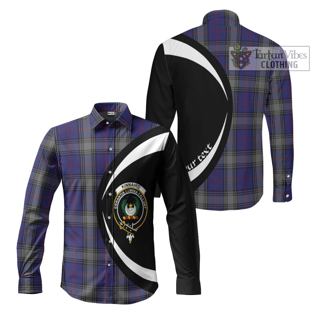Kinnaird Tartan Long Sleeve Button Up with Family Crest Circle Style Men's Shirt S - Tartan Vibes Clothing