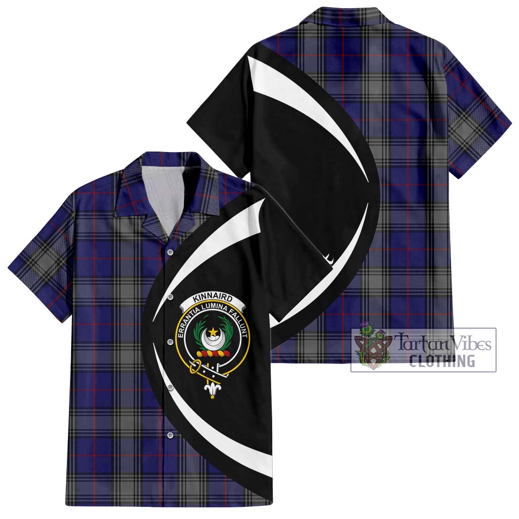 Kinnaird Tartan Short Sleeve Button Up with Family Crest Circle Style Kid - Tartan Vibes Clothing