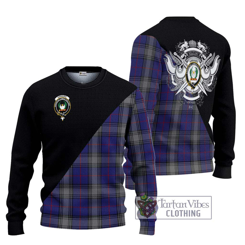 Kinnaird Tartan Knitted Sweater with Family Crest and Military Logo Style Unisex - Tartanvibesclothing Shop